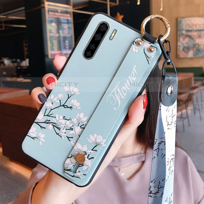 Coque Silicone Fleurs Souple Couleur Unie Etui Housse pour Oppo A91 Bleu Ciel Plus