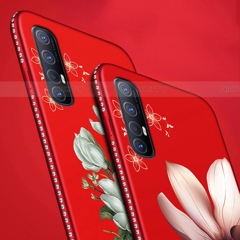 Coque Silicone Fleurs Souple Couleur Unie Etui Housse pour Oppo Find X2 Neo Plus