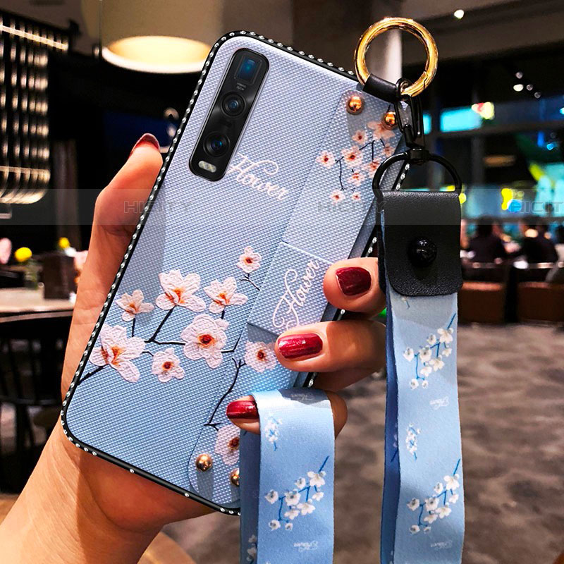 Coque Silicone Fleurs Souple Couleur Unie Etui Housse pour Oppo Find X2 Pro Plus