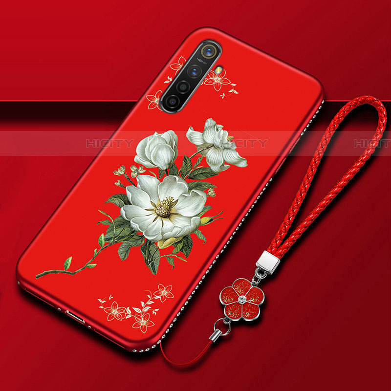 Coque Silicone Fleurs Souple Couleur Unie Etui Housse pour Oppo K5 Rouge Plus