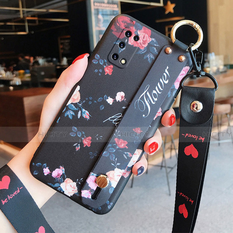 Coque Silicone Fleurs Souple Couleur Unie Etui Housse pour Oppo K7x 5G Noir Plus