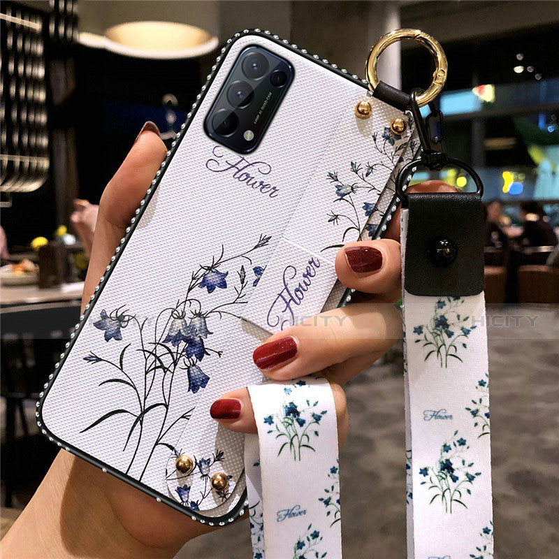 Coque Silicone Fleurs Souple Couleur Unie Etui Housse pour Oppo Reno5 5G Blanc Plus