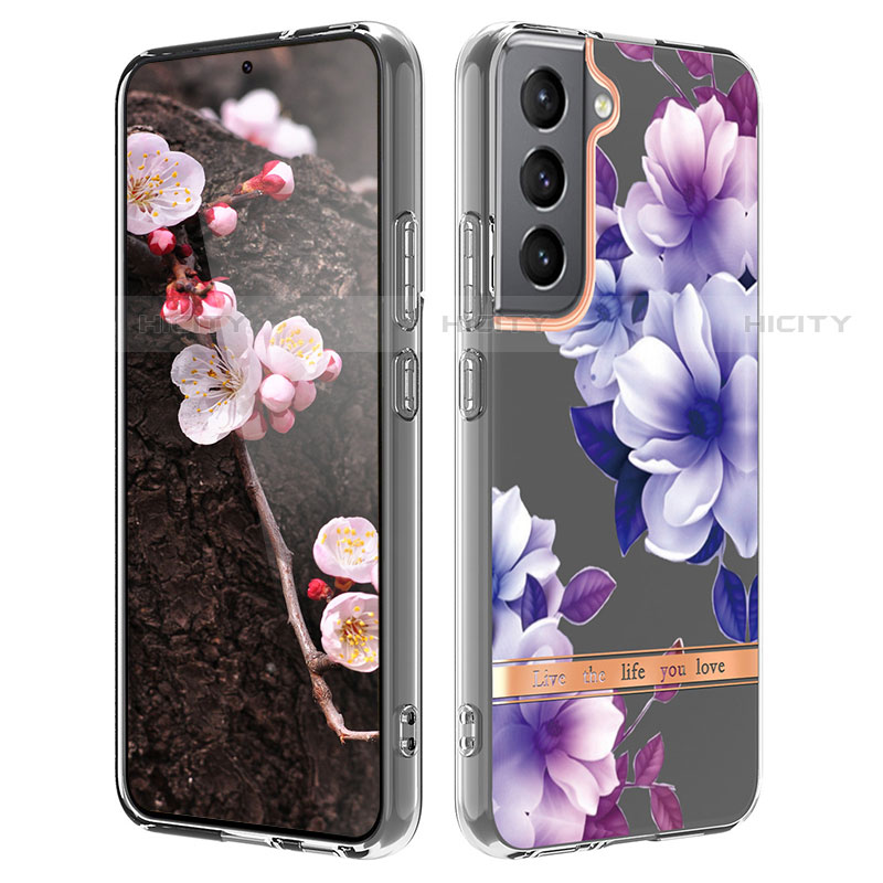 Coque Silicone Fleurs Souple Couleur Unie Etui Housse pour Samsung Galaxy S21 5G Mixte Plus