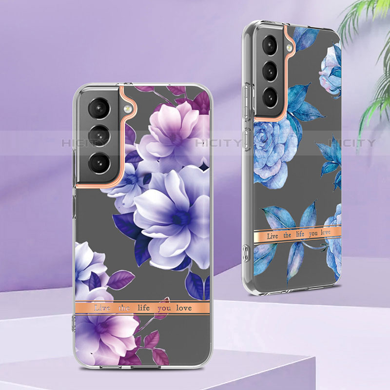 Coque Silicone Fleurs Souple Couleur Unie Etui Housse pour Samsung Galaxy S21 FE 5G Plus