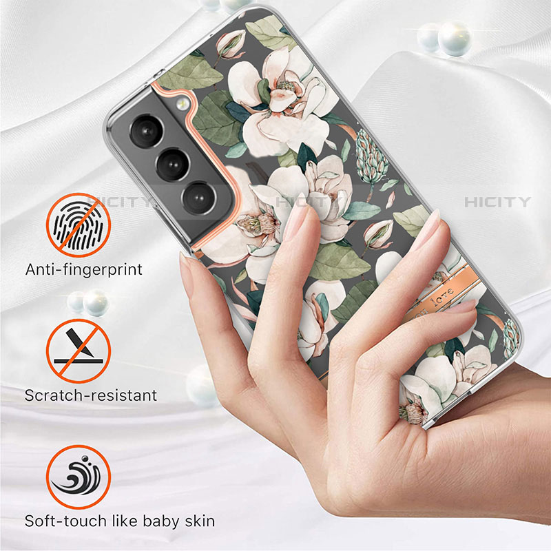 Coque Silicone Fleurs Souple Couleur Unie Etui Housse pour Samsung Galaxy S21 Plus 5G Plus