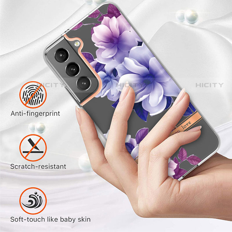 Coque Silicone Fleurs Souple Couleur Unie Etui Housse pour Samsung Galaxy S21 Plus 5G Plus