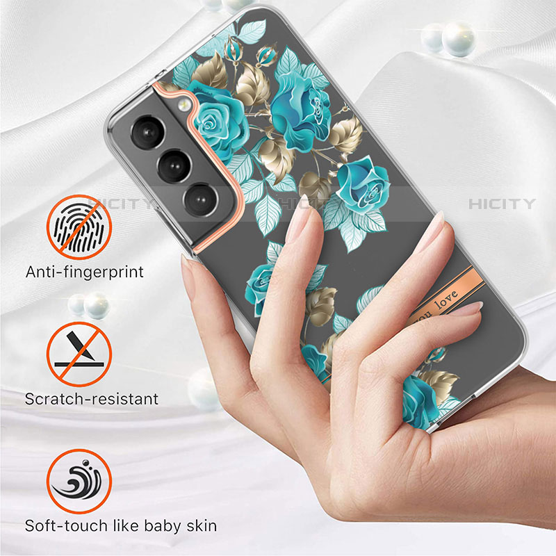 Coque Silicone Fleurs Souple Couleur Unie Etui Housse pour Samsung Galaxy S21 Plus 5G Plus