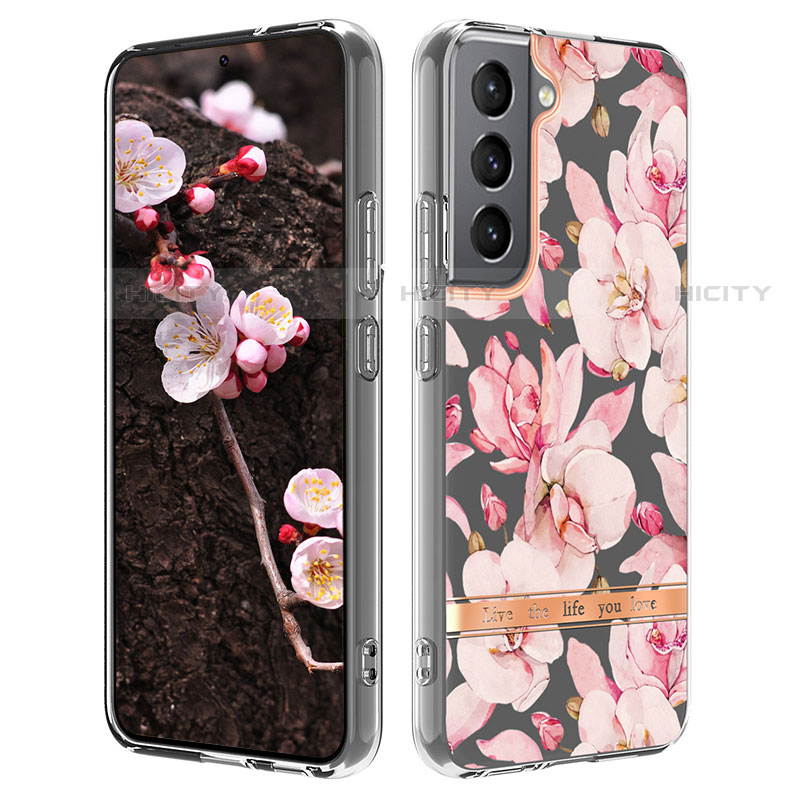 Coque Silicone Fleurs Souple Couleur Unie Etui Housse pour Samsung Galaxy S22 5G Rose Plus