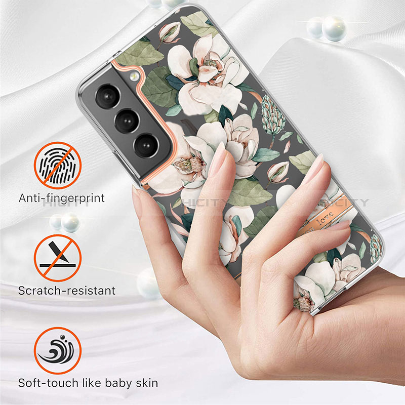 Coque Silicone Fleurs Souple Couleur Unie Etui Housse pour Samsung Galaxy S24 5G Plus