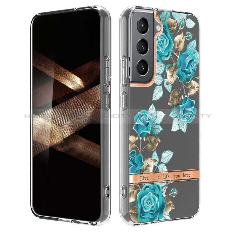 Coque Silicone Fleurs Souple Couleur Unie Etui Housse pour Samsung Galaxy S24 Plus 5G Cyan Plus