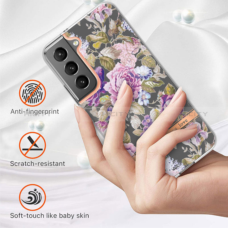 Coque Silicone Fleurs Souple Couleur Unie Etui Housse pour Samsung Galaxy S25 Plus 5G Plus