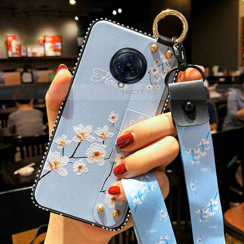 Coque Silicone Fleurs Souple Couleur Unie Etui Housse pour Vivo Nex 3 5G Bleu Ciel Plus