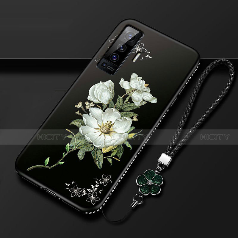 Coque Silicone Fleurs Souple Couleur Unie Etui Housse pour Vivo X50 5G Plus