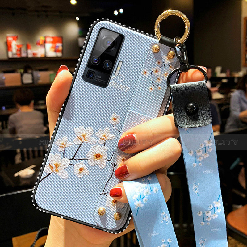 Coque Silicone Fleurs Souple Couleur Unie Etui Housse pour Vivo X50 Pro 5G Plus