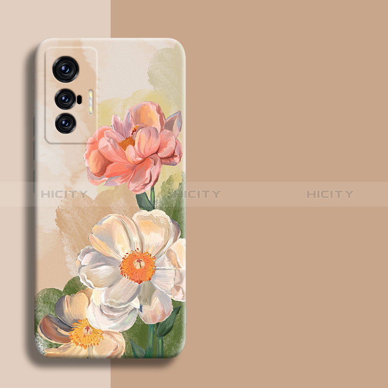 Coque Silicone Fleurs Souple Couleur Unie Etui Housse pour Vivo X70t Plus