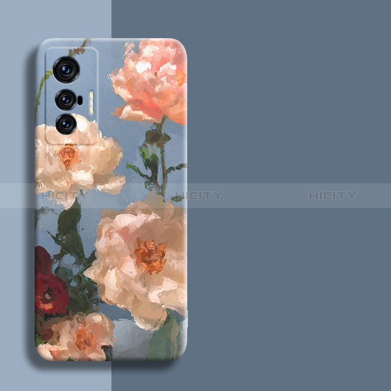 Coque Silicone Fleurs Souple Couleur Unie Etui Housse pour Vivo X70t Plus