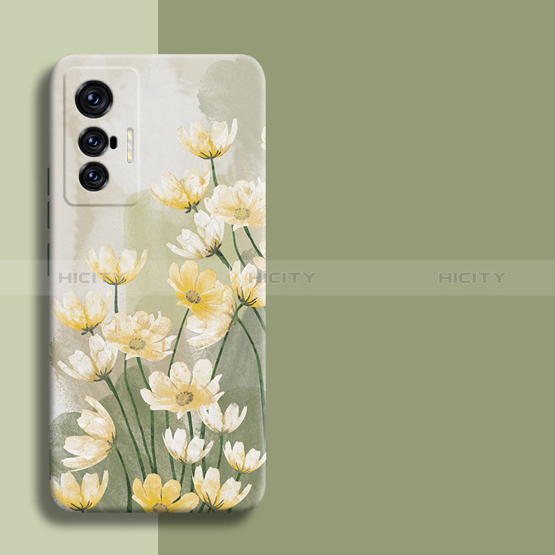 Coque Silicone Fleurs Souple Couleur Unie Etui Housse pour Vivo X70t Plus