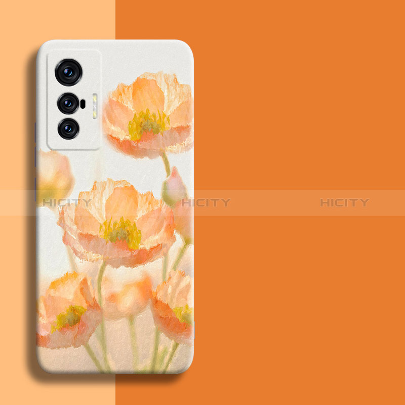 Coque Silicone Fleurs Souple Couleur Unie Etui Housse pour Vivo X70t Plus