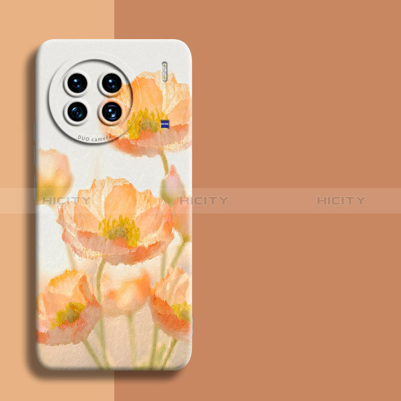 Coque Silicone Fleurs Souple Couleur Unie Etui Housse pour Vivo X90 5G Orange Plus