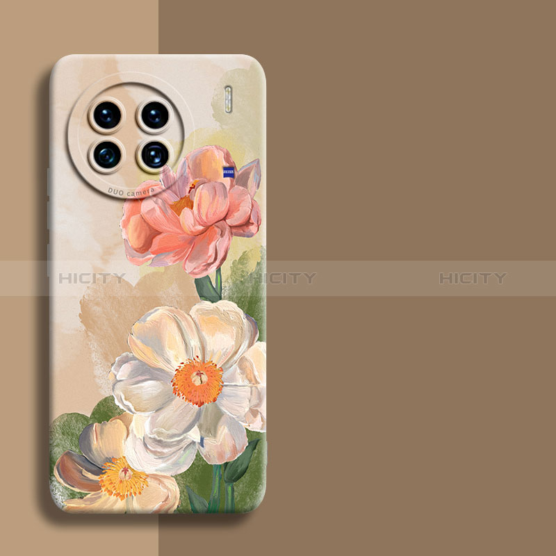 Coque Silicone Fleurs Souple Couleur Unie Etui Housse pour Vivo X90 5G Plus