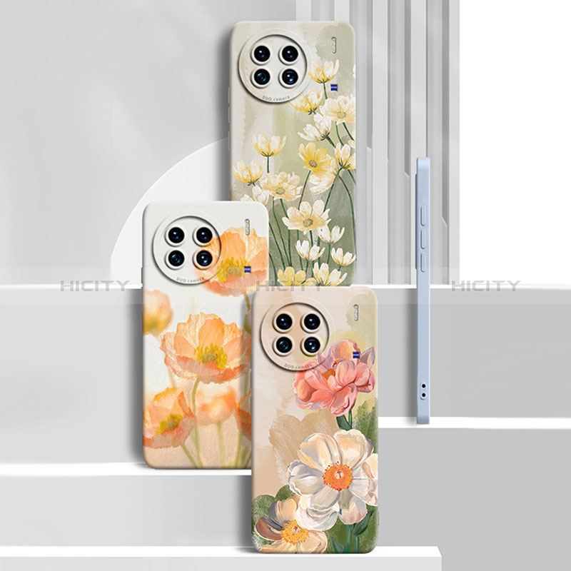 Coque Silicone Fleurs Souple Couleur Unie Etui Housse pour Vivo X90 5G Plus