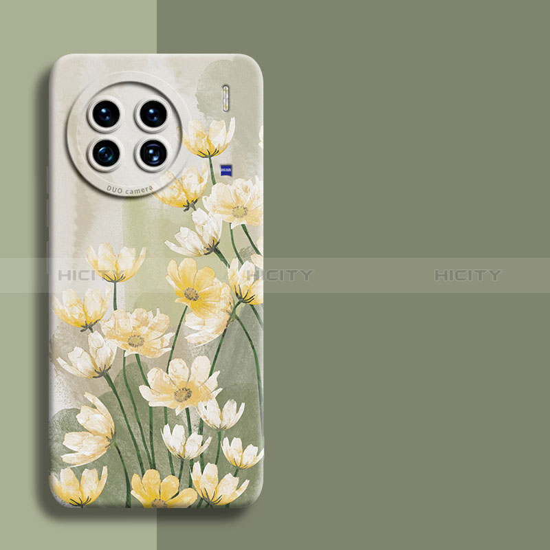 Coque Silicone Fleurs Souple Couleur Unie Etui Housse pour Vivo X90 Pro 5G Plus