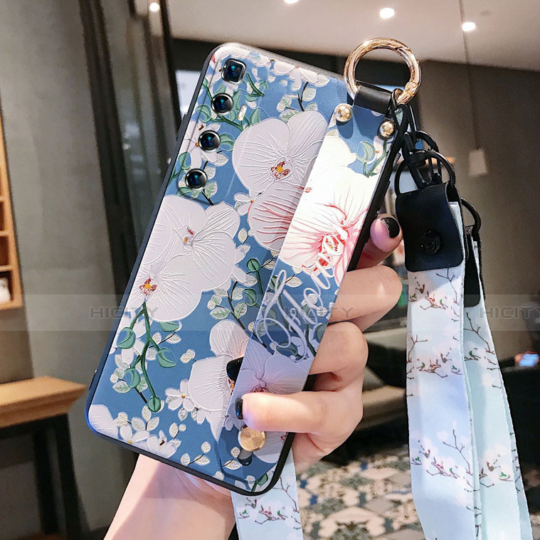 Coque Silicone Fleurs Souple Couleur Unie Etui Housse pour Xiaomi Mi 10 Ultra Bleu Plus