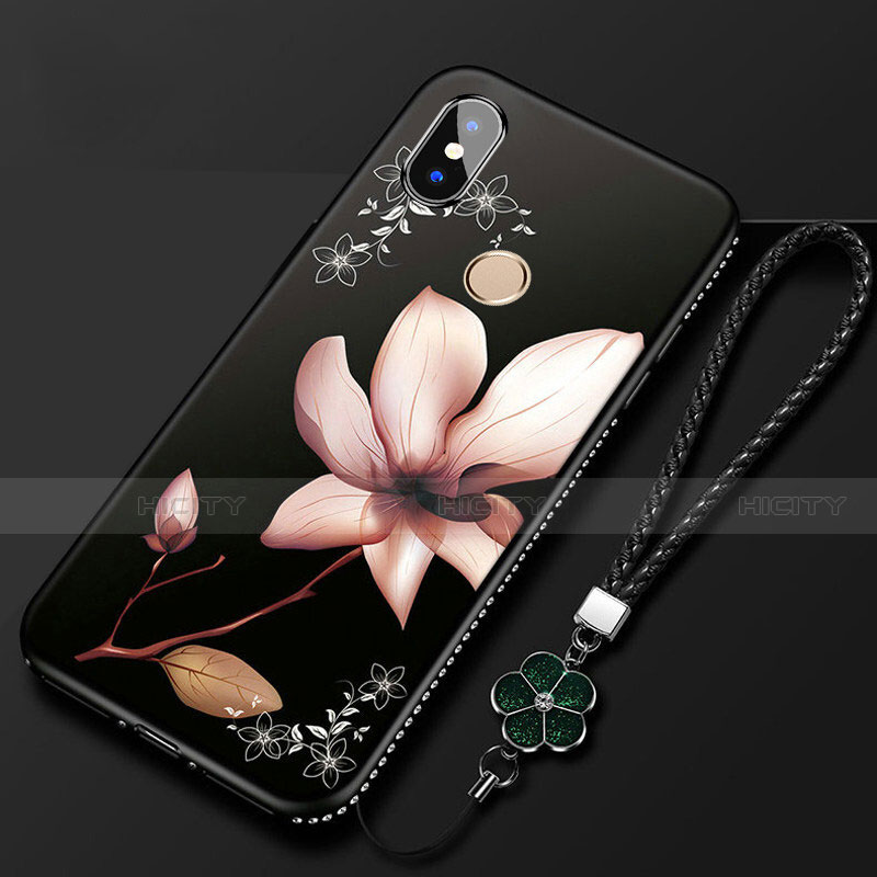 Coque Silicone Fleurs Souple Couleur Unie Etui Housse pour Xiaomi Mi A2 Lite Noir Plus