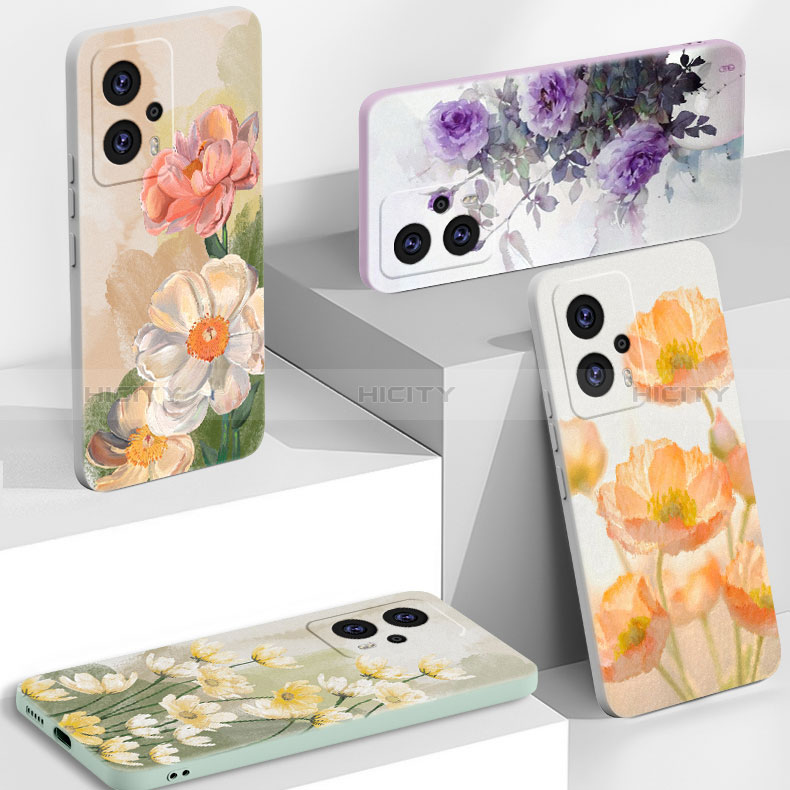 Coque Silicone Fleurs Souple Couleur Unie Etui Housse pour Xiaomi Poco X4 GT 5G Plus