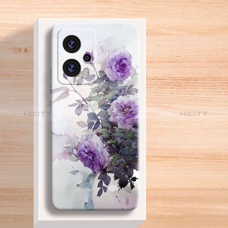 Coque Silicone Fleurs Souple Couleur Unie Etui Housse pour Xiaomi Poco X4 GT 5G Violet Plus