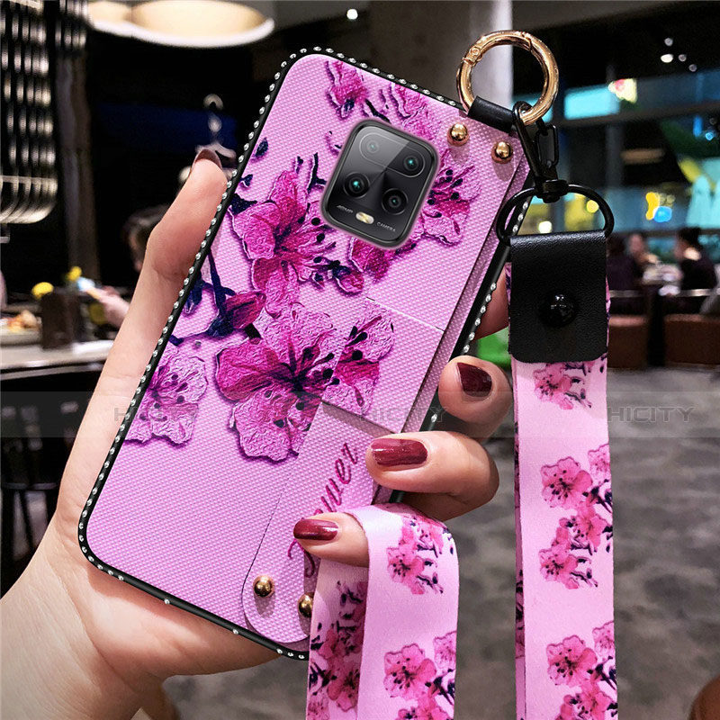 Coque Silicone Fleurs Souple Couleur Unie Etui Housse pour Xiaomi Redmi 10X 5G Violet Plus