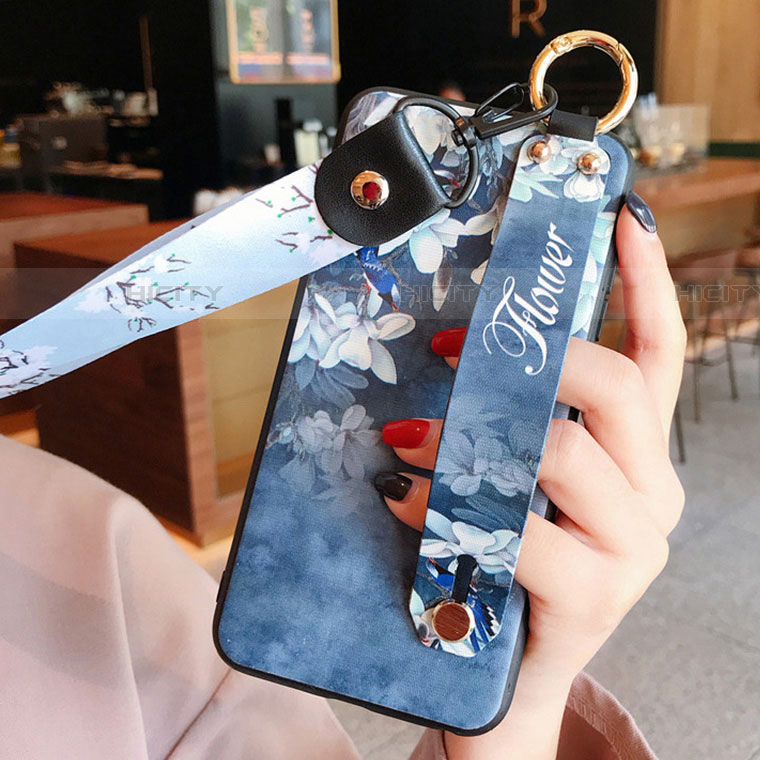Coque Silicone Fleurs Souple Couleur Unie Etui Housse pour Xiaomi Redmi 9A Bleu Plus