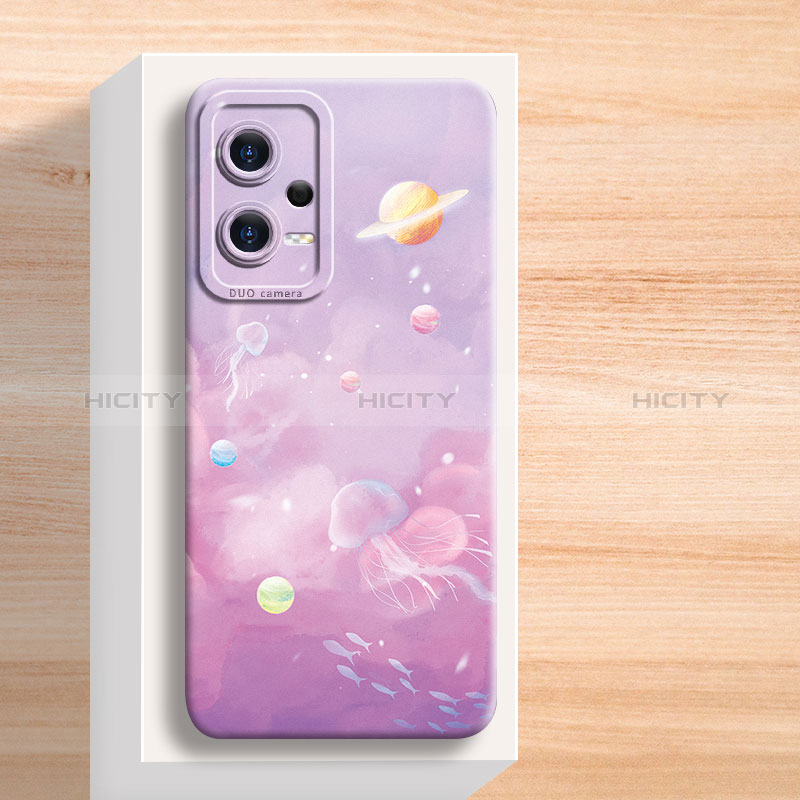 Coque Silicone Fleurs Souple Couleur Unie Etui Housse pour Xiaomi Redmi Note 12 5G Plus