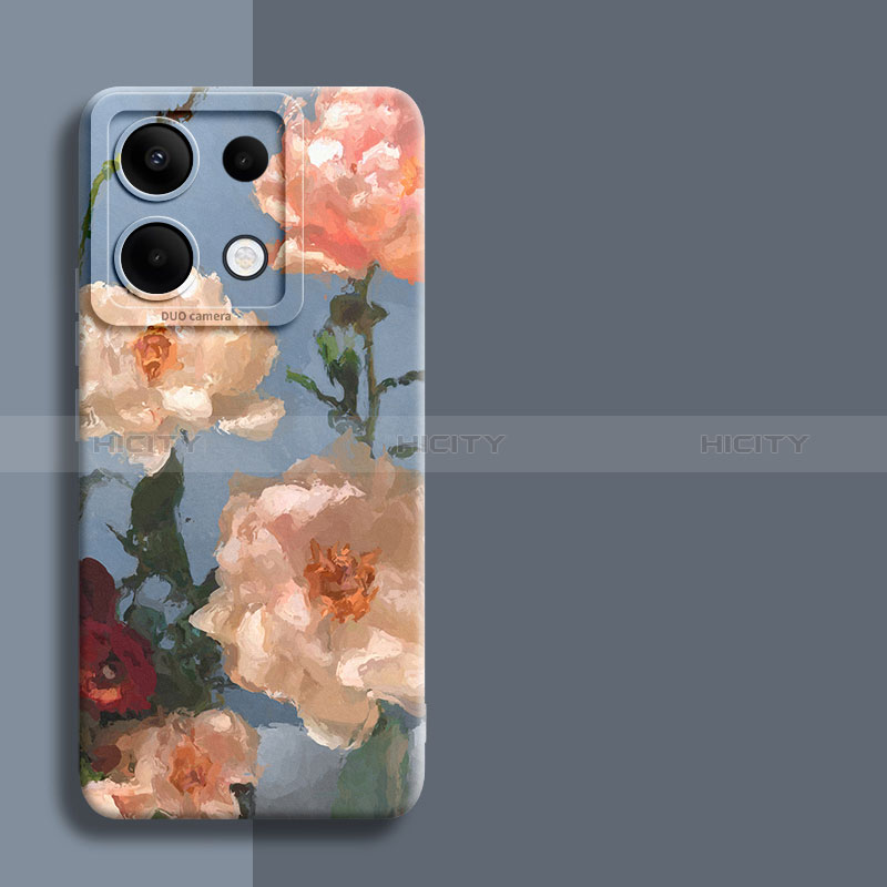 Coque Silicone Fleurs Souple Couleur Unie Etui Housse pour Xiaomi Redmi Note 13 Pro 5G Bleu Plus