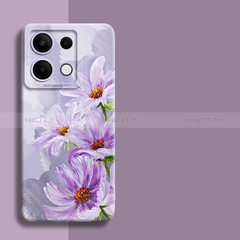 Coque Silicone Fleurs Souple Couleur Unie Etui Housse pour Xiaomi Redmi Note 13 Pro 5G Violet Clair Plus