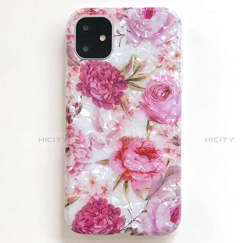 Coque Silicone Fleurs Souple Couleur Unie Etui Housse S01 pour Apple iPhone 11 Rose Plus