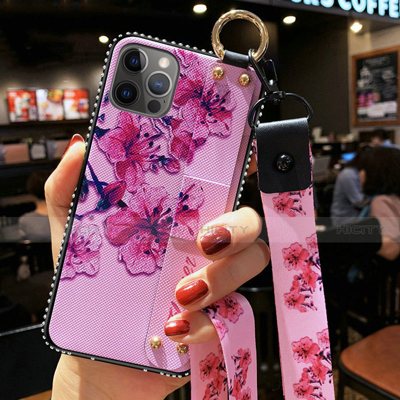 Coque Silicone Fleurs Souple Couleur Unie Etui Housse S01 pour Apple iPhone 12 Pro Max Violet Clair Plus