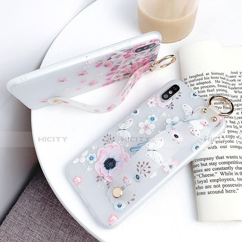 Coque Silicone Fleurs Souple Couleur Unie Etui Housse S01 pour Apple iPhone Xs Max Plus