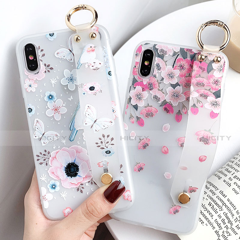 Coque Silicone Fleurs Souple Couleur Unie Etui Housse S01 pour Apple iPhone Xs Max Plus