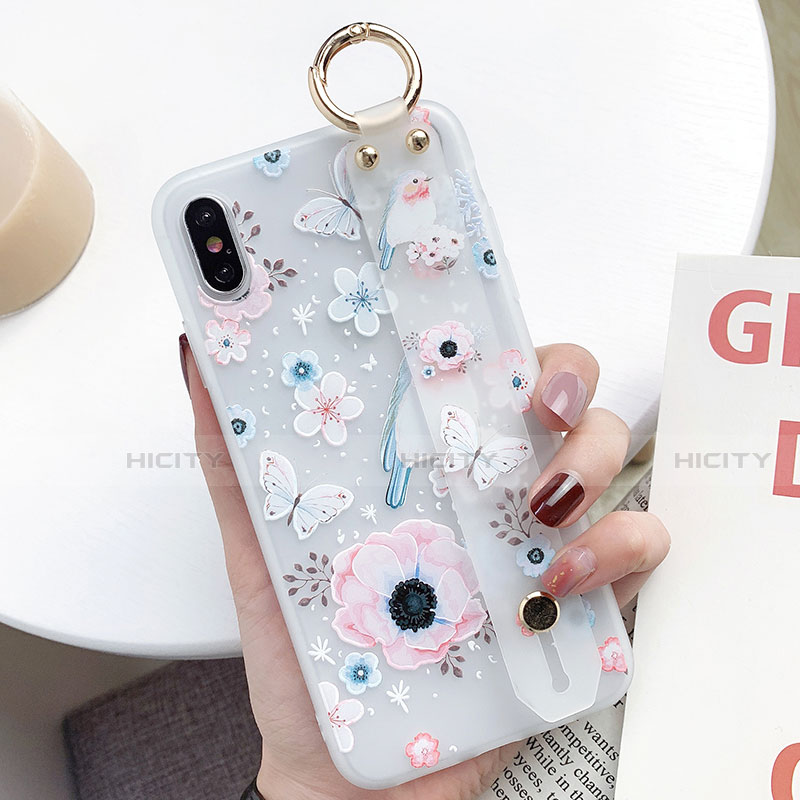 Coque Silicone Fleurs Souple Couleur Unie Etui Housse S01 pour Apple iPhone Xs Max Plus