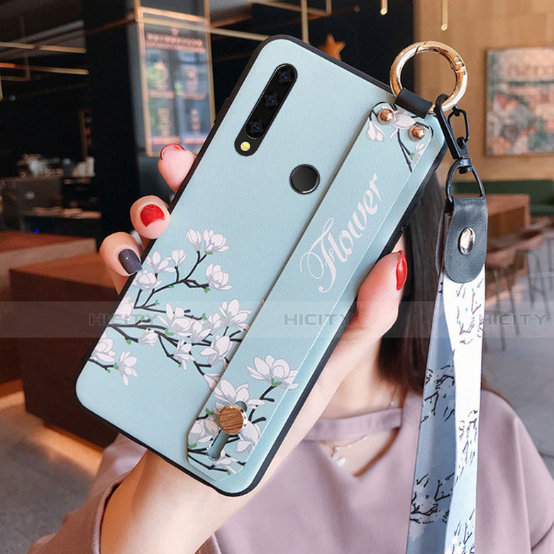 Coque Silicone Fleurs Souple Couleur Unie Etui Housse S01 pour Huawei Enjoy 10 Plus Bleu Ciel Plus