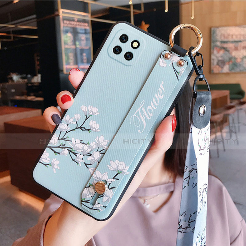 Coque Silicone Fleurs Souple Couleur Unie Etui Housse S01 pour Huawei Enjoy 20 5G Bleu Clair Plus