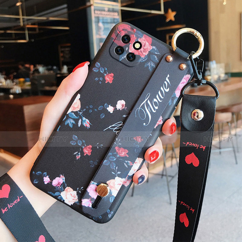 Coque Silicone Fleurs Souple Couleur Unie Etui Housse S01 pour Huawei Enjoy 20 5G Noir Plus