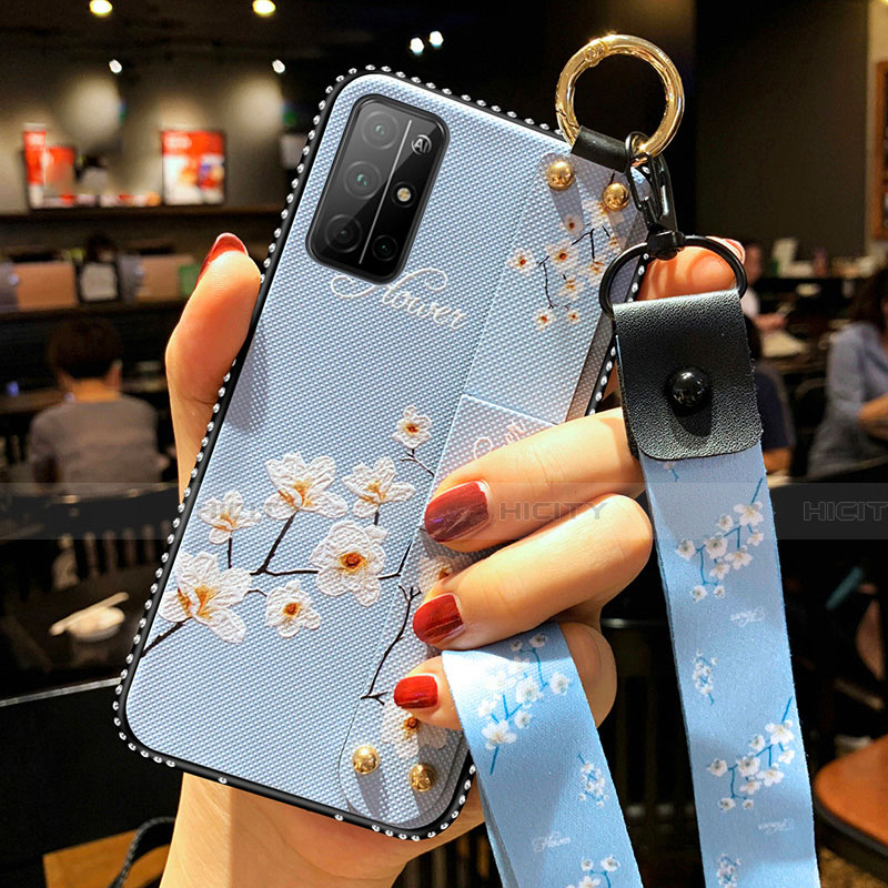 Coque Silicone Fleurs Souple Couleur Unie Etui Housse S01 pour Huawei Honor 30S Bleu Ciel Plus