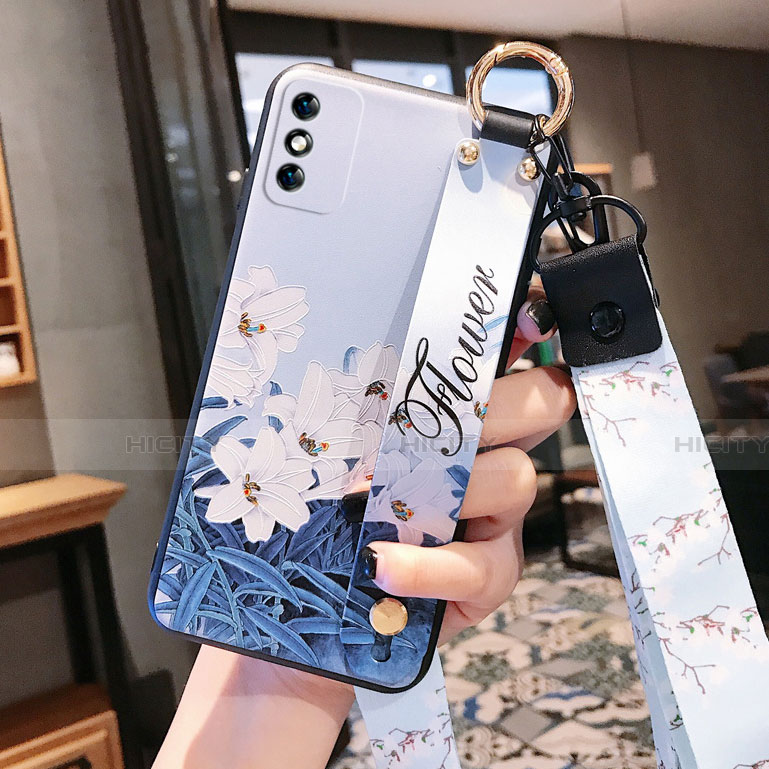 Coque Silicone Fleurs Souple Couleur Unie Etui Housse S01 pour Huawei Honor X10 Max 5G Bleu Ciel Plus