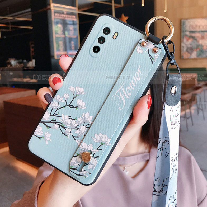 Coque Silicone Fleurs Souple Couleur Unie Etui Housse S01 pour Huawei Mate 40 Lite 5G Bleu Clair Plus