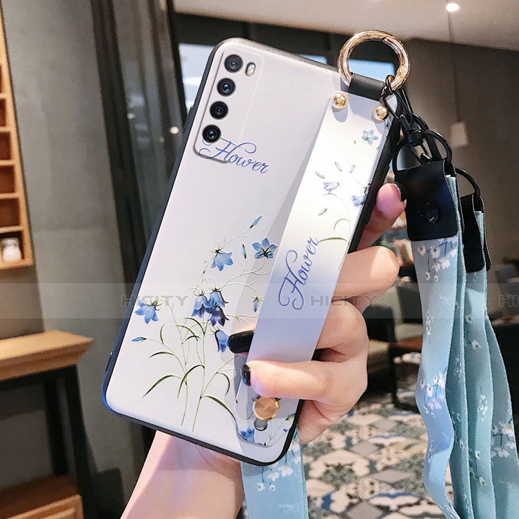 Coque Silicone Fleurs Souple Couleur Unie Etui Housse S01 pour Huawei Nova 7 5G Blanc Plus