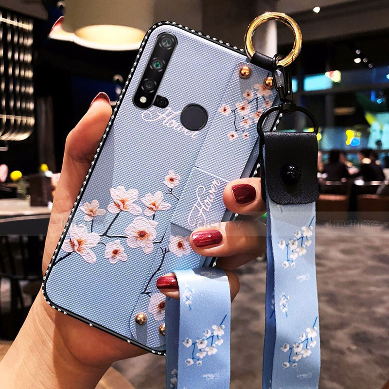 Coque Silicone Fleurs Souple Couleur Unie Etui Housse S01 pour Huawei P20 Lite (2019) Bleu Ciel Plus