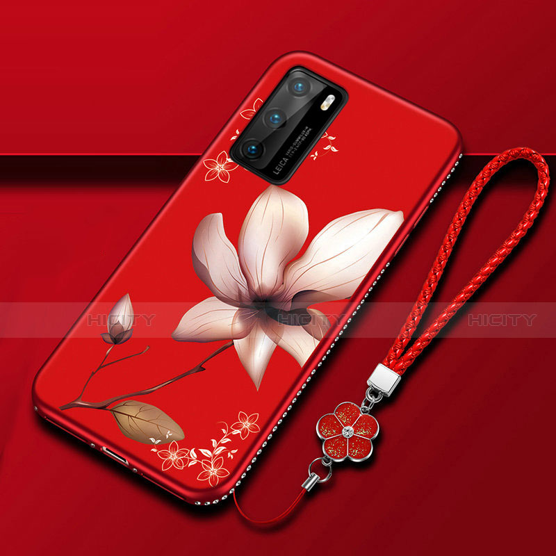 Coque Silicone Fleurs Souple Couleur Unie Etui Housse S01 pour Huawei P40 Plus