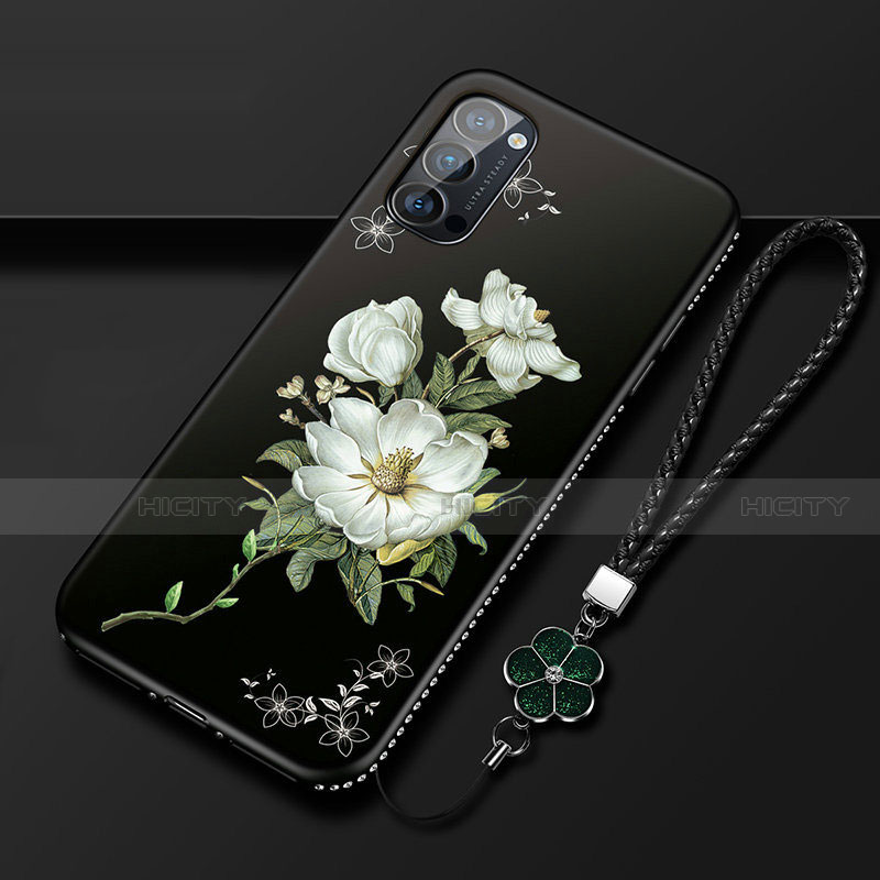 Coque Silicone Fleurs Souple Couleur Unie Etui Housse S01 pour Oppo Reno4 5G Blanc Plus